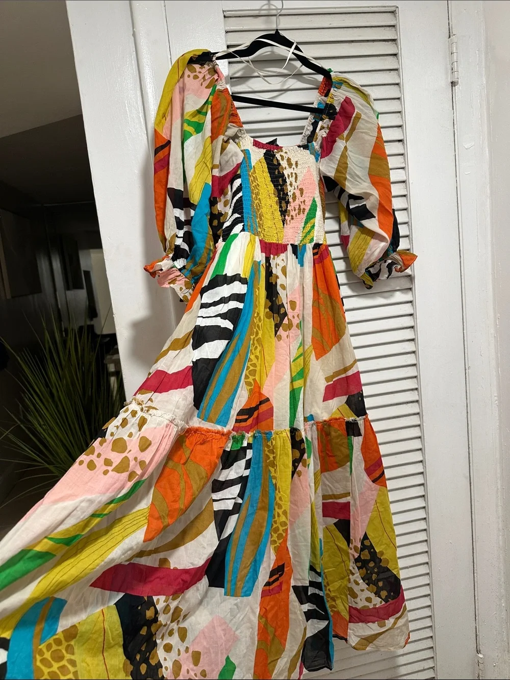 FATE Colorful Abstract Puff-Sleeve Maxi Dress - Multicolor - Picture 6 of 10